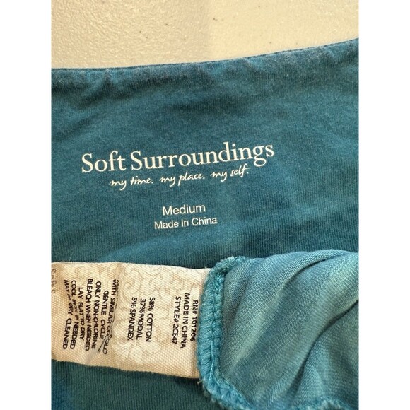 Soft Surroundings Maxi Dress Women Medium Teal 3/4 Sleeve Lagenlook Boho Minimal - Picture 3 of 5